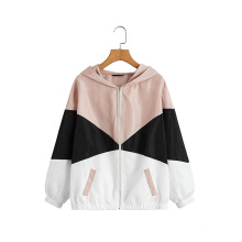 Spring/Fall Zipper Front Colorblock Windbreaker Jacket Custom Multicolor Lightweight Women Sport Jacket